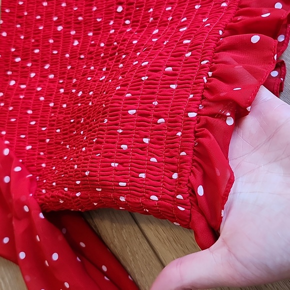 Art class red Polka Dot Smocked Top, girls large 10-12 - Picture 3 of 6